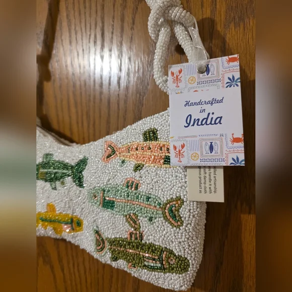 NEWLY RELEASED MADE IN INDIA BEADED WOMEN'S SHOULDER BAG " "FISH THEME" - Picture 9 of 16